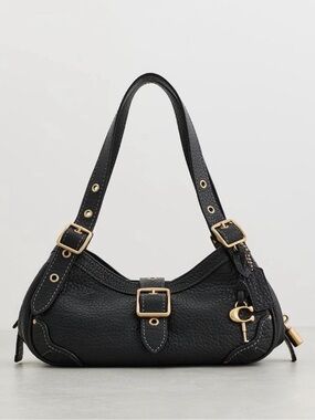 Coach Drifter Shoulder Bag 31 2026 in Brass/Black Textured Pebble Leather NWT
